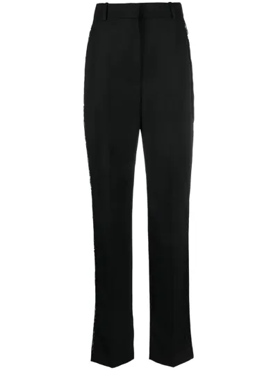 Alexander Mcqueen Lace-panel Tailored-cut Trousers In Black