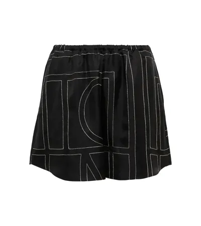 Totême Monogram Silk Twill Pj Shorts In Multicolor