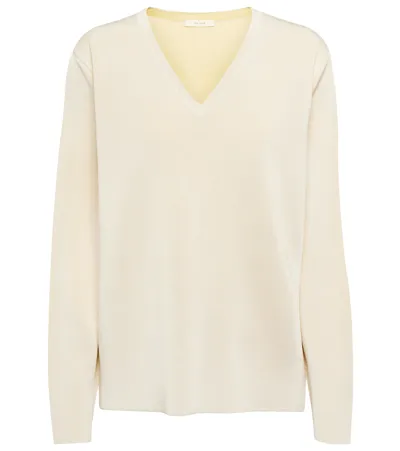 The Row Lucla Knitted Sweater In Natural/light Yellow