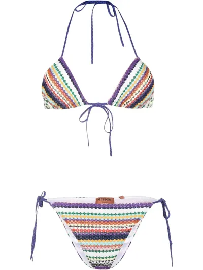 Missoni Stripe-embroidered Mid-rise Triangle Bikini In Smbf Multicolor