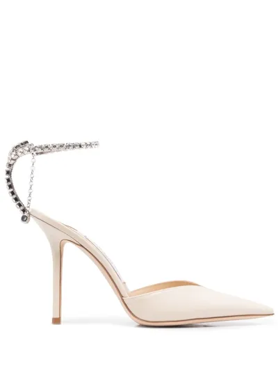 Jimmy Choo Seada 100mm Crystal-embellished Pumps In Blanco