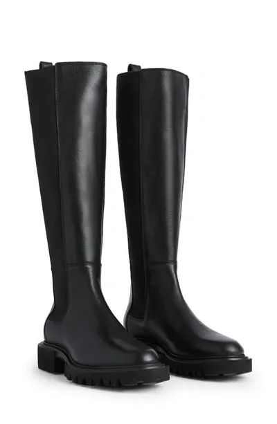 Allsaints Maeve Knee High Chelsea Boot In Black