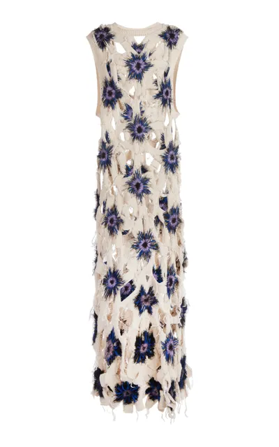 Stella Mccartney Rewild Flower Handknit Crochet Sleeveless Midi Dress In Multicolour