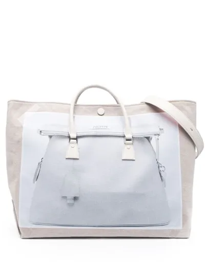 Maison Margiela Colour-block Panel Design Tote Bag In Grey