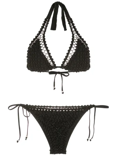 Amir Slama Crochet Layer Bikini In Black