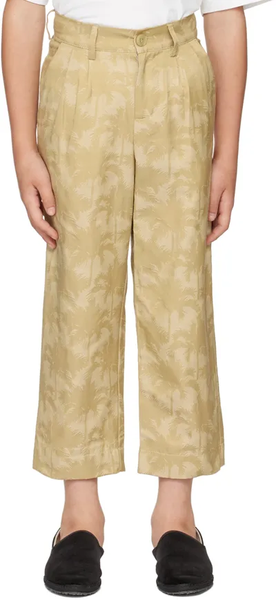 Boysmans Kids Beige Palm Trousers In Palm Sand