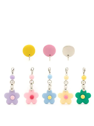 Amir Slama Flower Drop Chain Earring Set In Multicolour