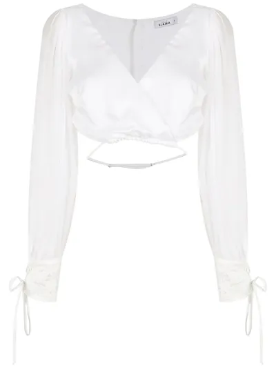 Amir Slama Cropped Silk Blouse In White