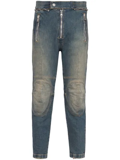 Balmain Two-tone Skinny Jeans In Blue