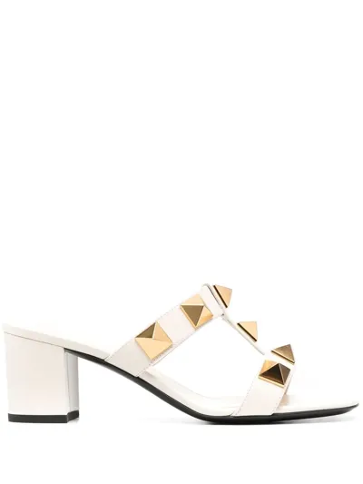 Valentino Garavani Rockstud T-bar Mules In White