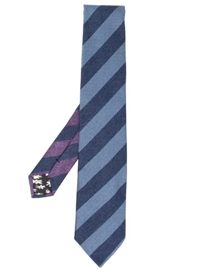 Paul Smith Diagonal-stripe Silk Tie In Blue