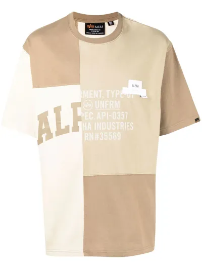 Alpha Industries Logo-print Patchwork T-shirt In Green