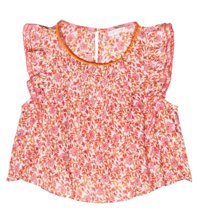 Poupette St Barth Kids' Amber Floral Top In Pink Mistral