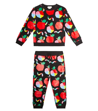 Stella Mccartney Kids' Printed Cotton Sweatshirt And Sweatpants In Nero