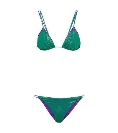 Oseree Triangle-cup Tie-fastening Bikini In Purple