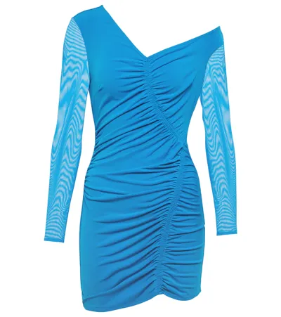 Self-portrait Ruched Minidress In Bright Blue