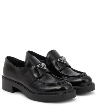 Prada Logo Patent Leather Loafers