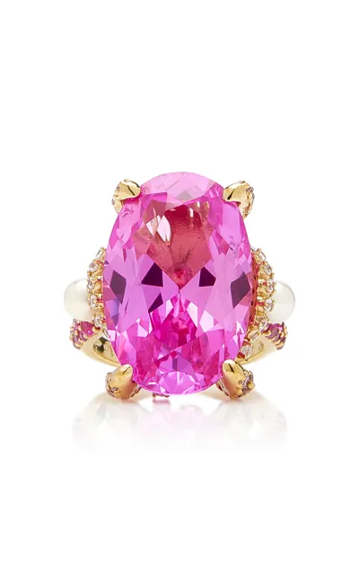 Anabela Chan Mermaid 18k Rose Gold Sapphire Ring In Pink