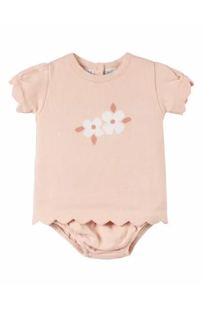 Feltman Brothers Babies'  Kids' Flower Knit Bodysuit In Blush