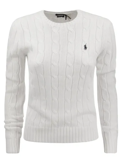 Polo Ralph Lauren Slim-fit Cable Knit  In White