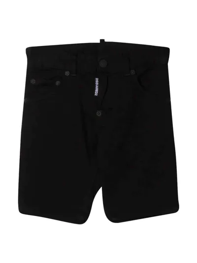 Dsquared2 Kids' Rear Logo Patch Denim Shorts In Nero