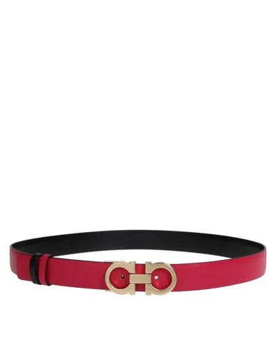 Ferragamo Salvatore  Gancini Leather Belt In Rot