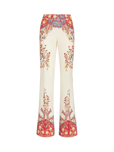 Etro Floral Paisley Trousers In White