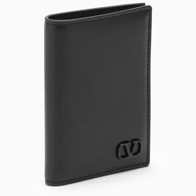 Valentino Garavani Black Vlogo Signature Vertical Card Holder