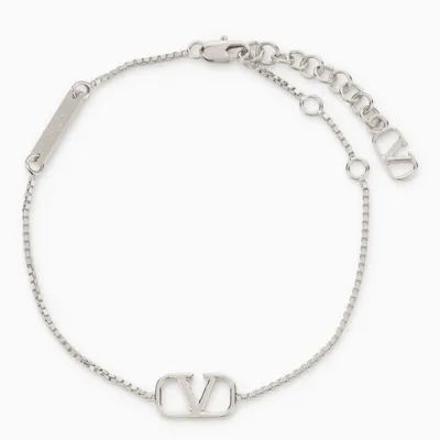 Valentino Garavani Palladium Vlogo Bracelet In Metal