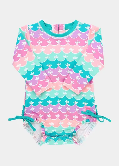 Rufflebutts Babies' Girl's Mermaid One-piece Rash Guard In Assorted 2