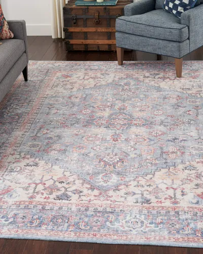 Nourcouture Jacob Washable Rug, 4' X 6' In Blue/multi