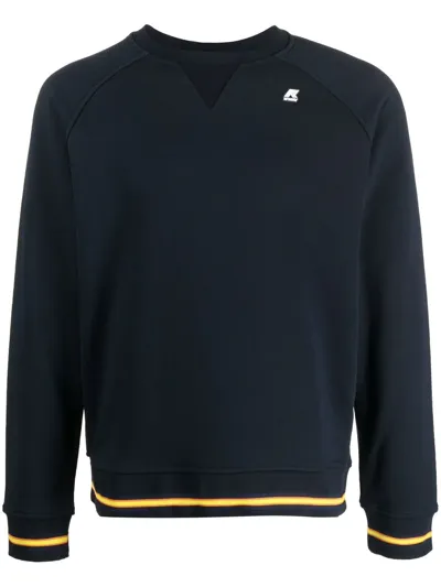 K-way Logo-patch Stripe-trim Sweatshirt In Blue