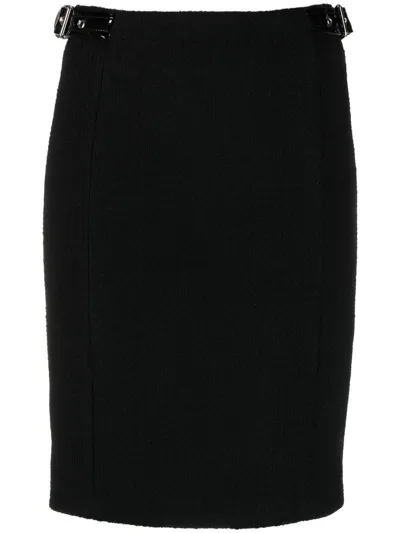 Moschino Strap-detail Pencil Skirt In Black