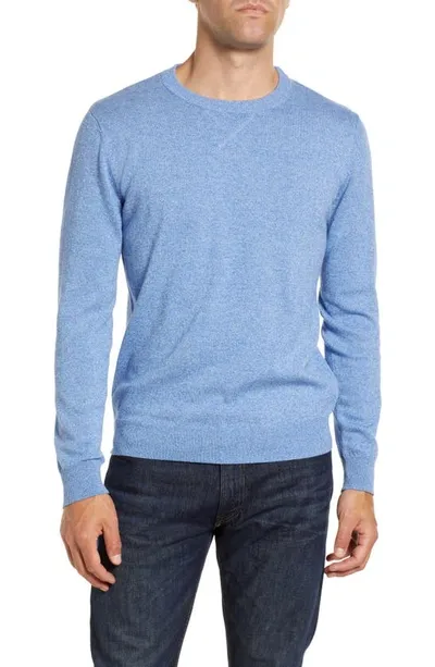 Schott Solid Cotton Crewneck Sweater In Heather Blue