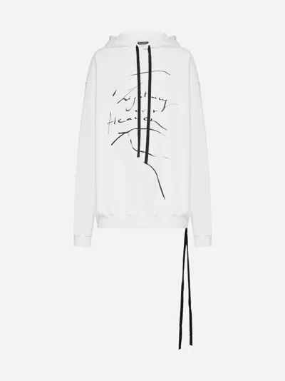 Ann Demeulemeester Printed Sweatshirt Hoodie In White