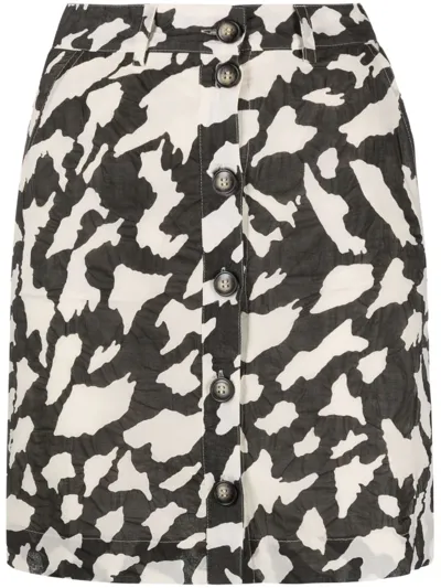 Nanushka Lycka Printed Cotton Miniskirt In Blk/wht