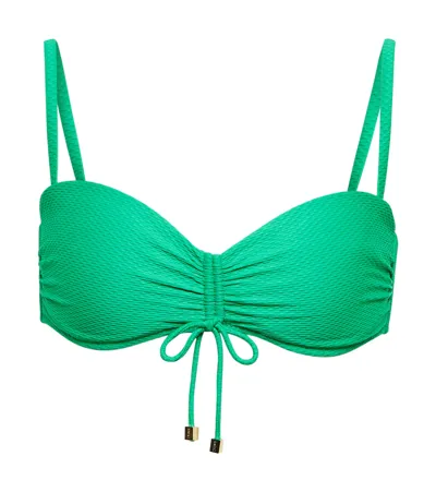 Heidi Klein Textured Self-tie Bikini Top In Gold Green