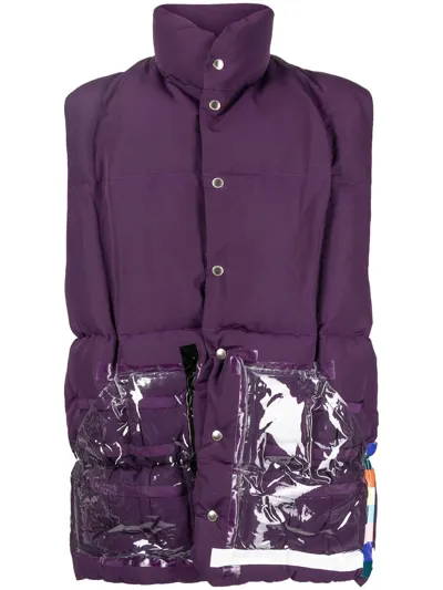 Takahiromiyashita The Soloist Quilted Funnel Neck Gilet In Purple