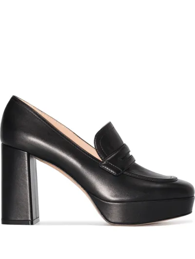 Gianvito Rossi 100mm Platform Leather Loafers In Black