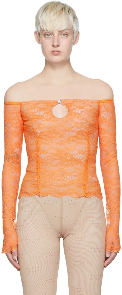 Poster Girl Orange Marcie Long Sleeve T-shirt In Aperol Orange