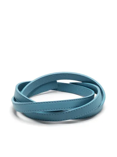 De Grisogono Flat Leather Bracelet In Blue