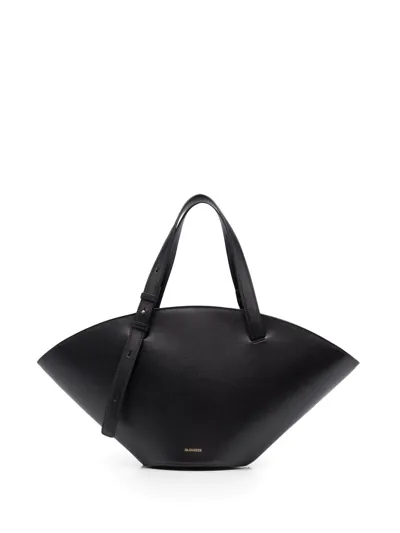 Jil Sander Sombrero Brand-print Leather Tote Bag In Black