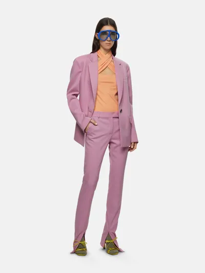 Attico Bianca Stretch Wool Gabardine Blazer In Pink