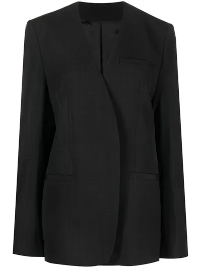 Totême Curved-hem V-neck Blazer In Black