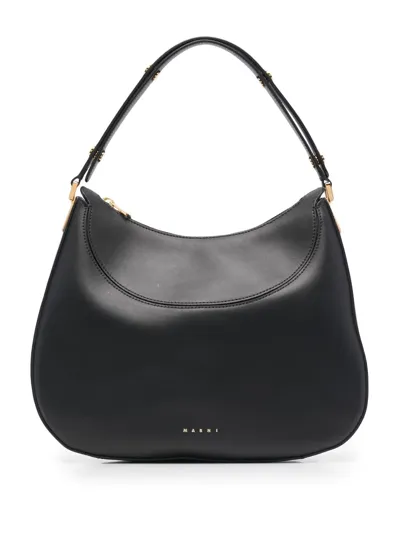 Marni Logo-print Shoulder Bag In Black