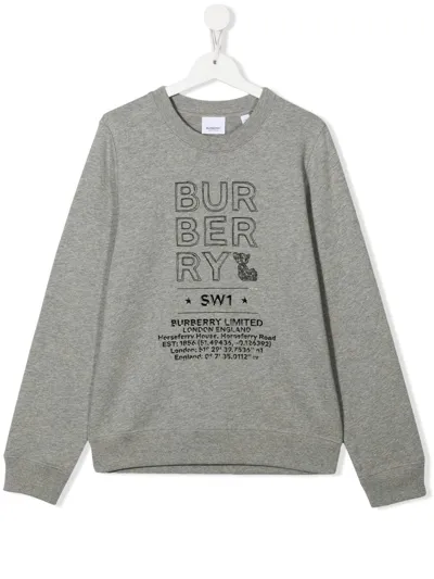 Burberry Logo Graphic-print Sweatshirt In Gray