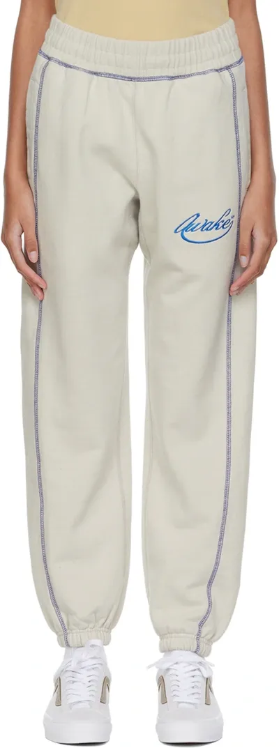 Awake Ny Off-white Cotton Lounge Pants In Cream