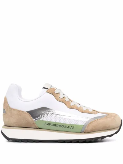 Emporio Armani Logo Sneakers In Beige