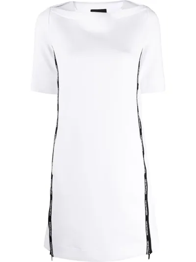 Emporio Armani Logo-tape Shift Dress In White