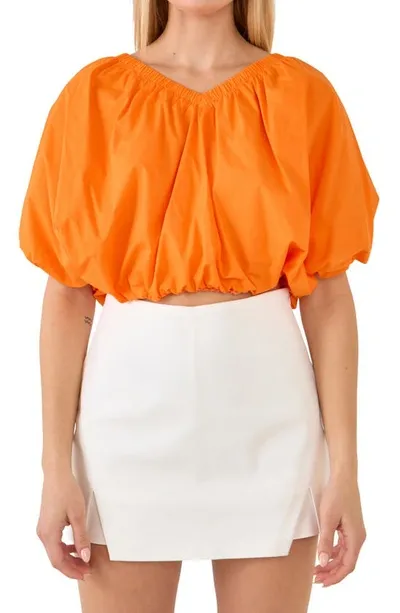 Endless Rose Puff Crop Blouse In Orange